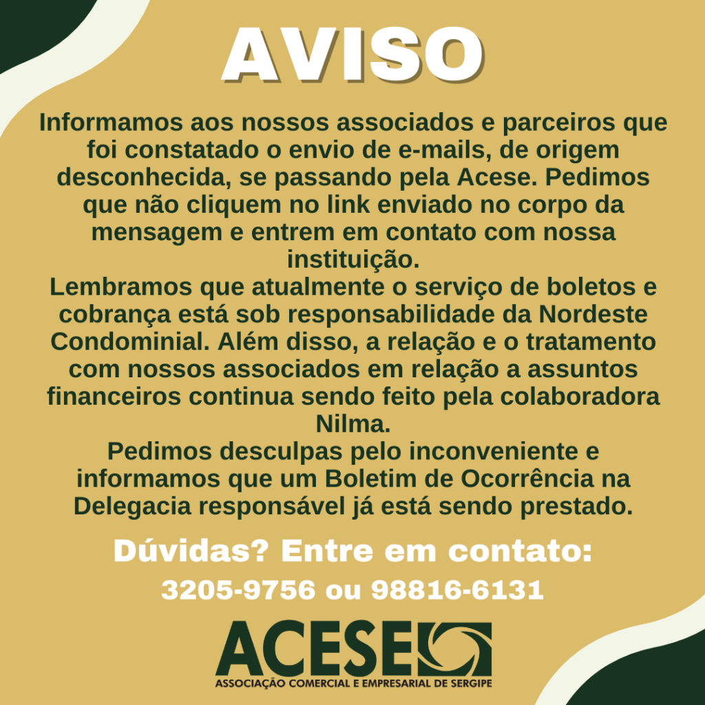 Aviso sobre envio de e-mails de origem suspeita